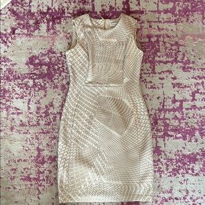 Calvin Klein Cream Sheath Midi Dress Crew Neck